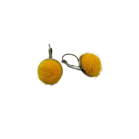 earrings steel silver fur mustard color1